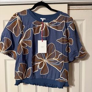 Voy Navy Floral Women's Blouse